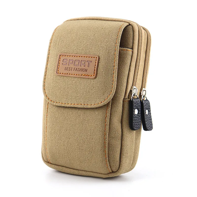 Mobile Phone Waist Bag Men's Belt Mobile Phone Case Belt Waist Bag Multi-Functional Canvas Mobile Phone Bag Hanging Bag