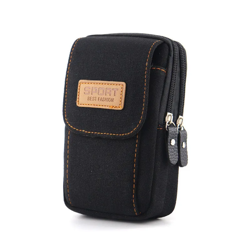 Mobile Phone Waist Bag Men's Belt Mobile Phone Case Belt Waist Bag Multi-Functional Canvas Mobile Phone Bag Hanging Bag