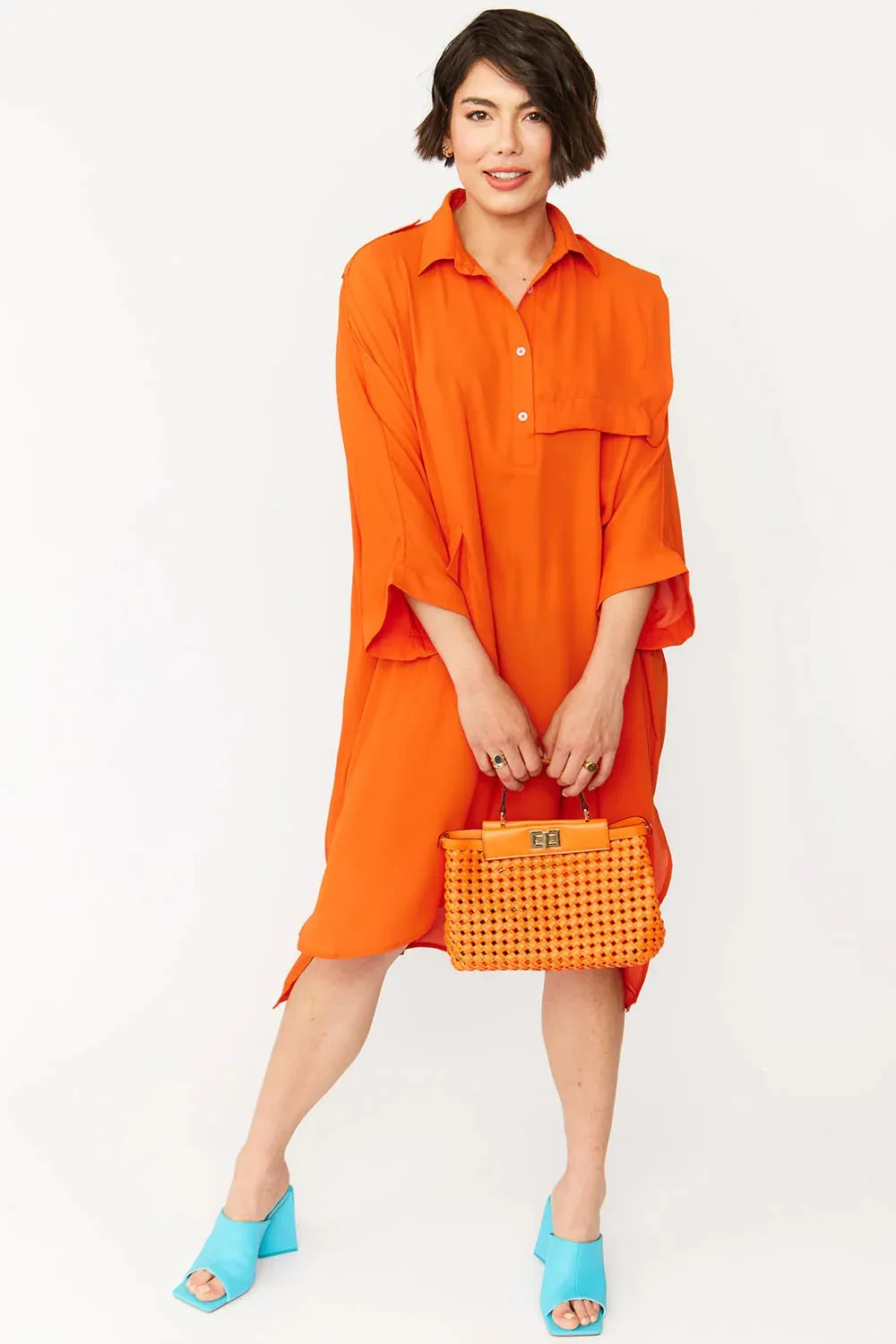 Orange Eco Leather Hand Woven Bag