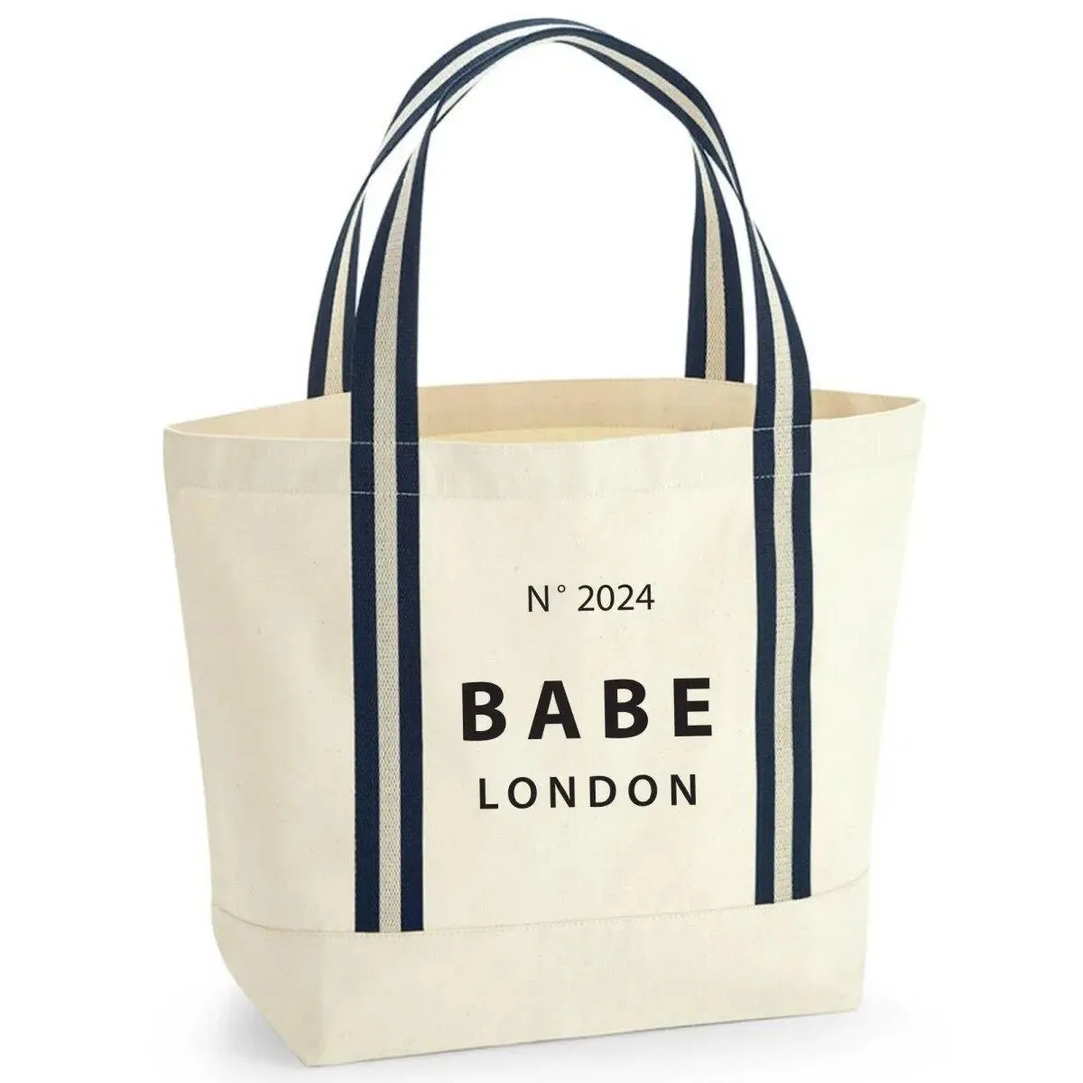 Personalised Babe Tote Bag, Custom Name Tote Bag, Bachelorette Jute Bag, Hen Party Travel Bag, Bridal Party Weekend Bag, Bags, Blue Stripe