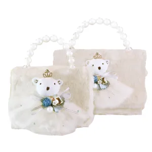 Princess Bear Furry Purse - Beige