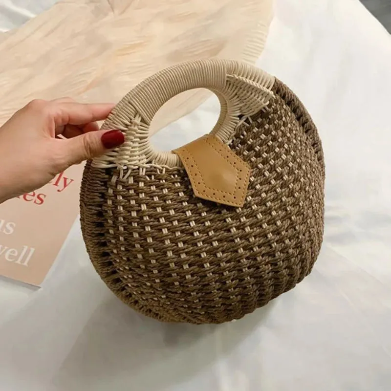 Rattan Bags Wicker Purse | Shell Bag | Straw Beach Bag | Quirky Satchel Bag | Straw Bags