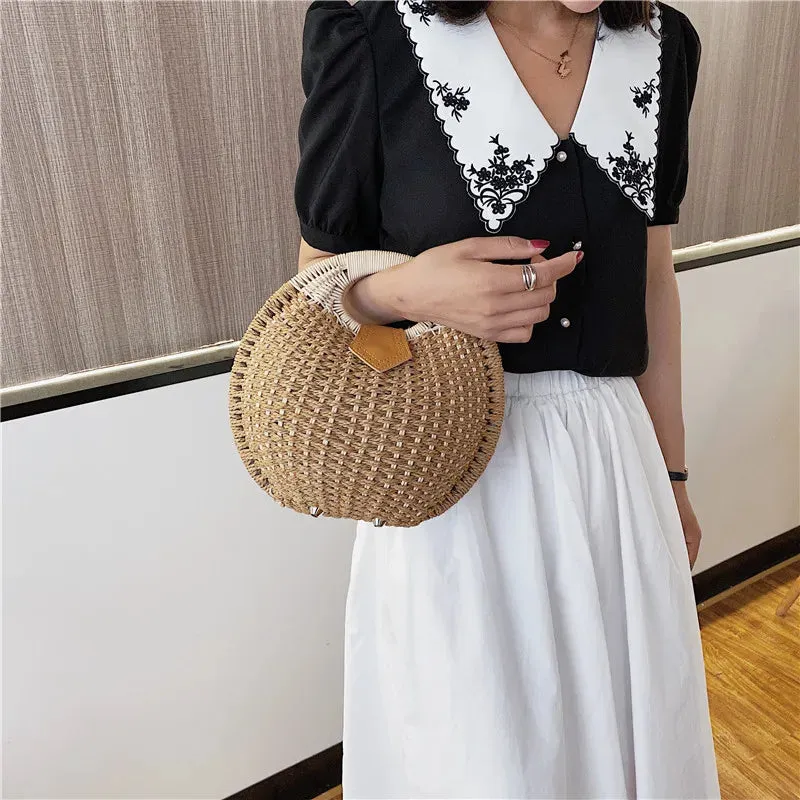 Rattan Bags Wicker Purse | Shell Bag | Straw Beach Bag | Quirky Satchel Bag | Straw Bags