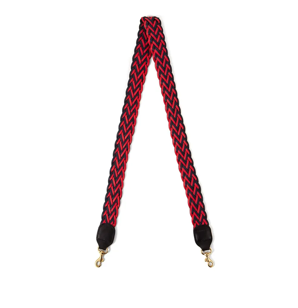 Red and Navy Braided Crossbody Strap