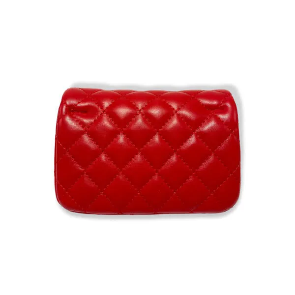 Red Pearl Closure Quilted Purse