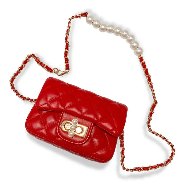 Red Pearl Closure Quilted Purse