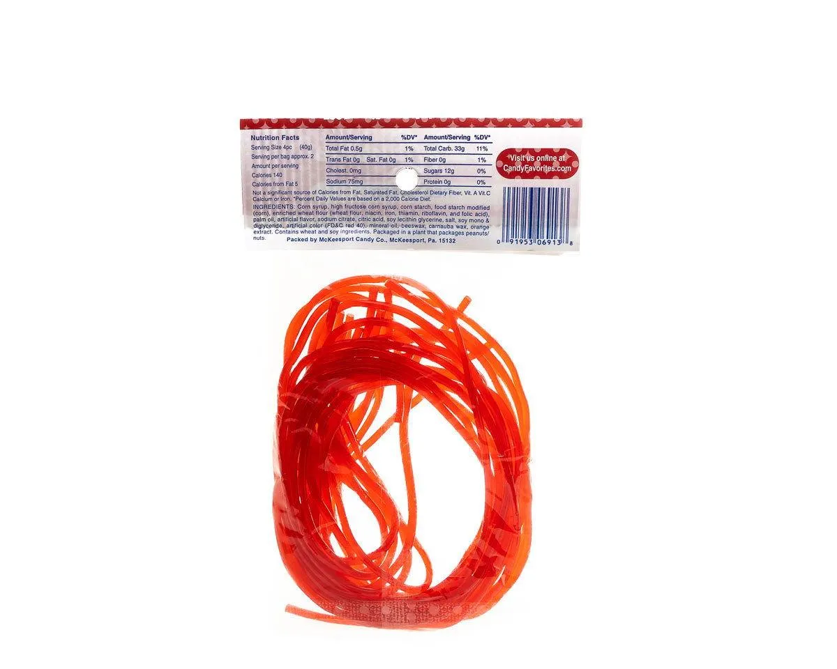 Red Strawberry Licorice Laces 3 Ounce Peg Bags