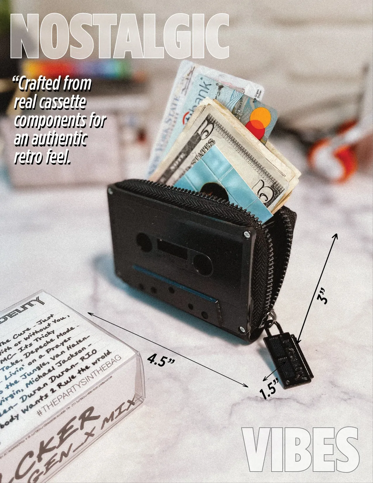 Retro Cassette Wallet | Black Mattte