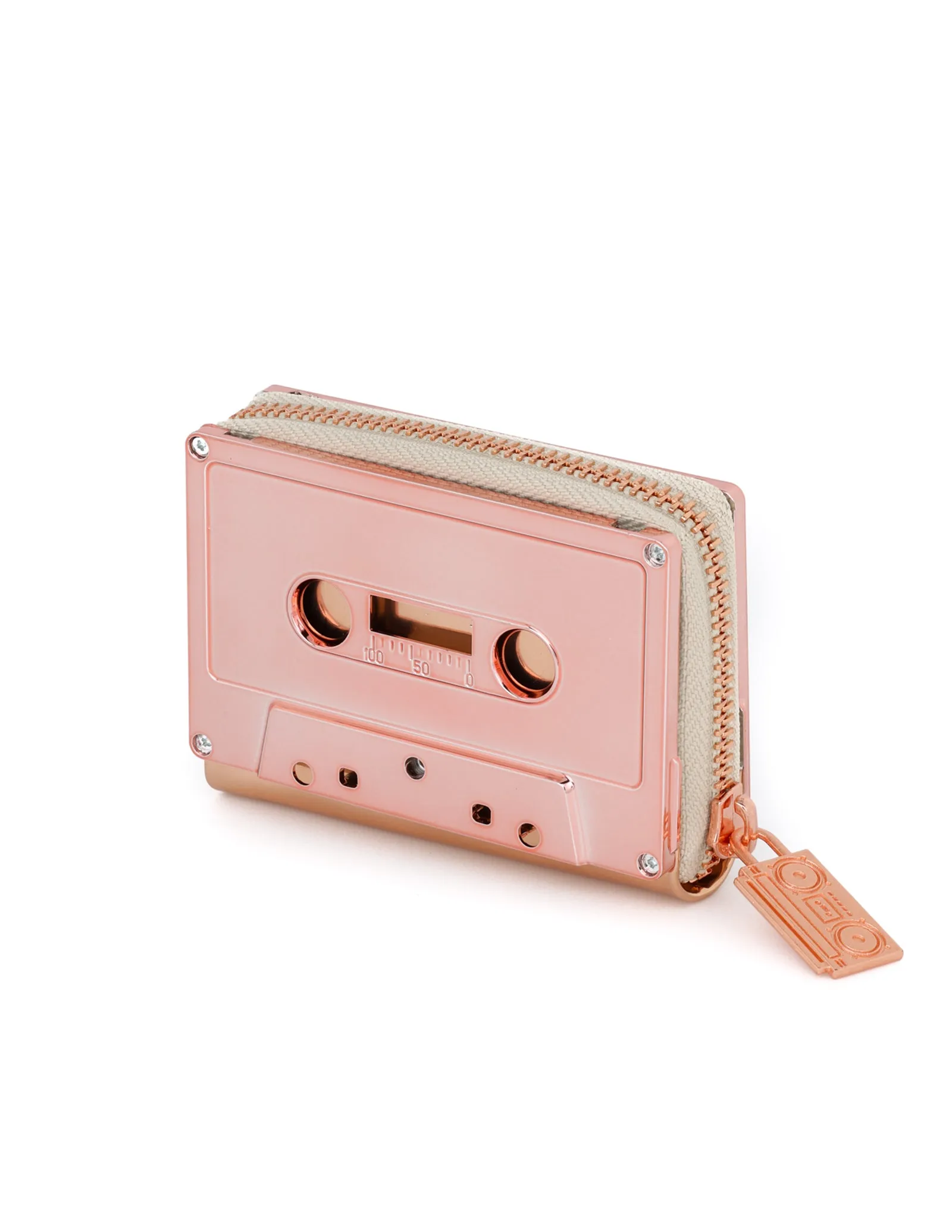 Retro Cassette Wallet | Rose Gold Chrome