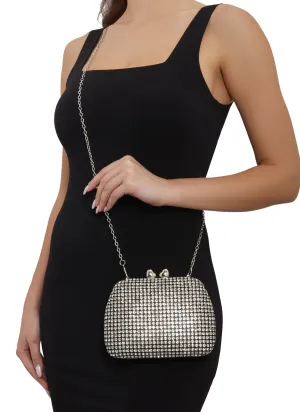 Rhinestone Studded Chain Strap Mini Crossbody Clutch