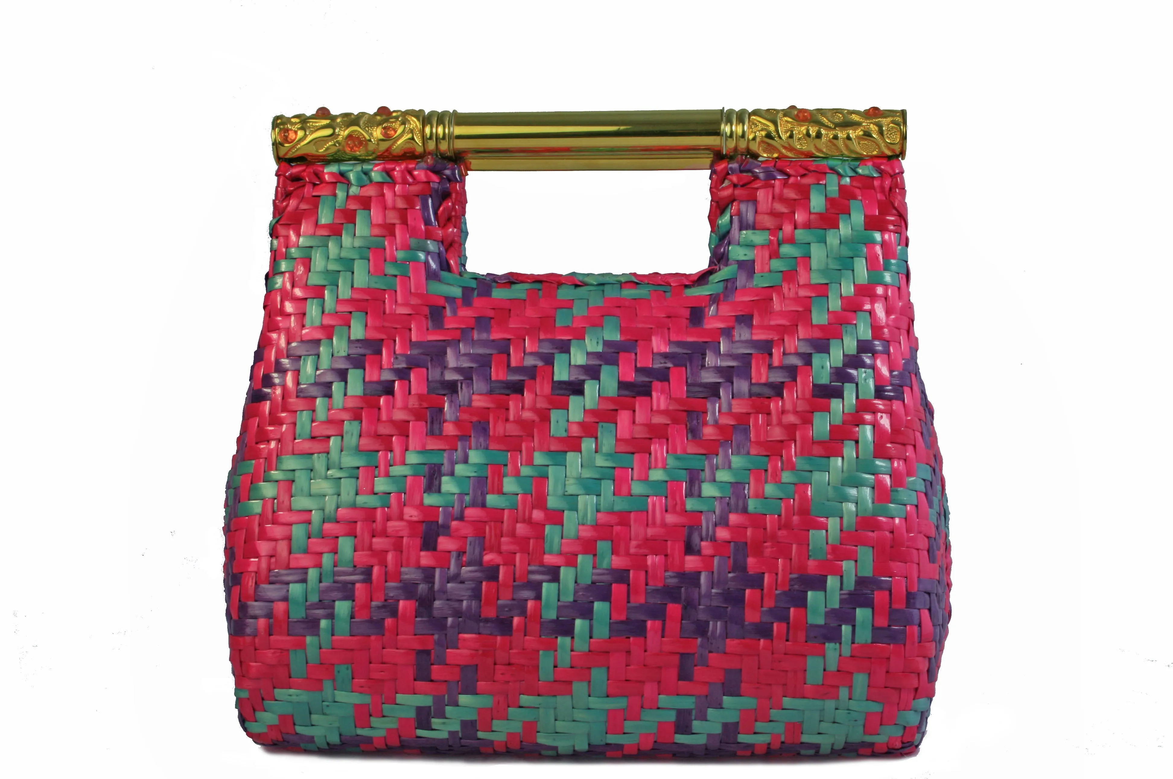 RODO multicolor wicker bag with metal handle