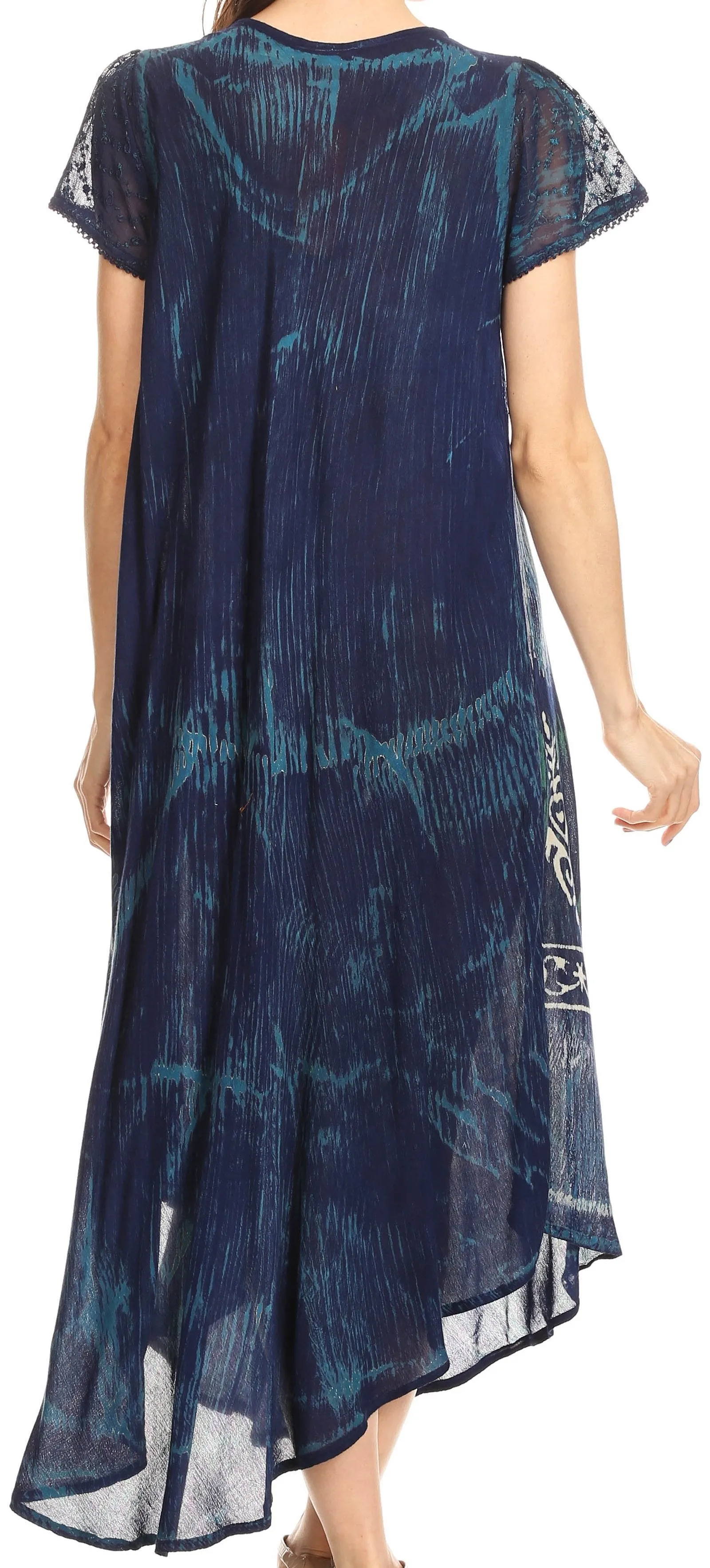 Sakkas Talia Ethnic Print Short Sleeve Long Dress/Cover Up