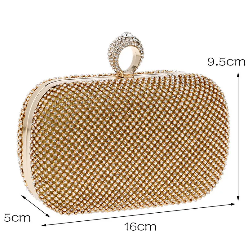 SEKUSA Clutch Diamond-Studded  With Chain Shoulder Handbags Wallets For Wedding Evening Bag