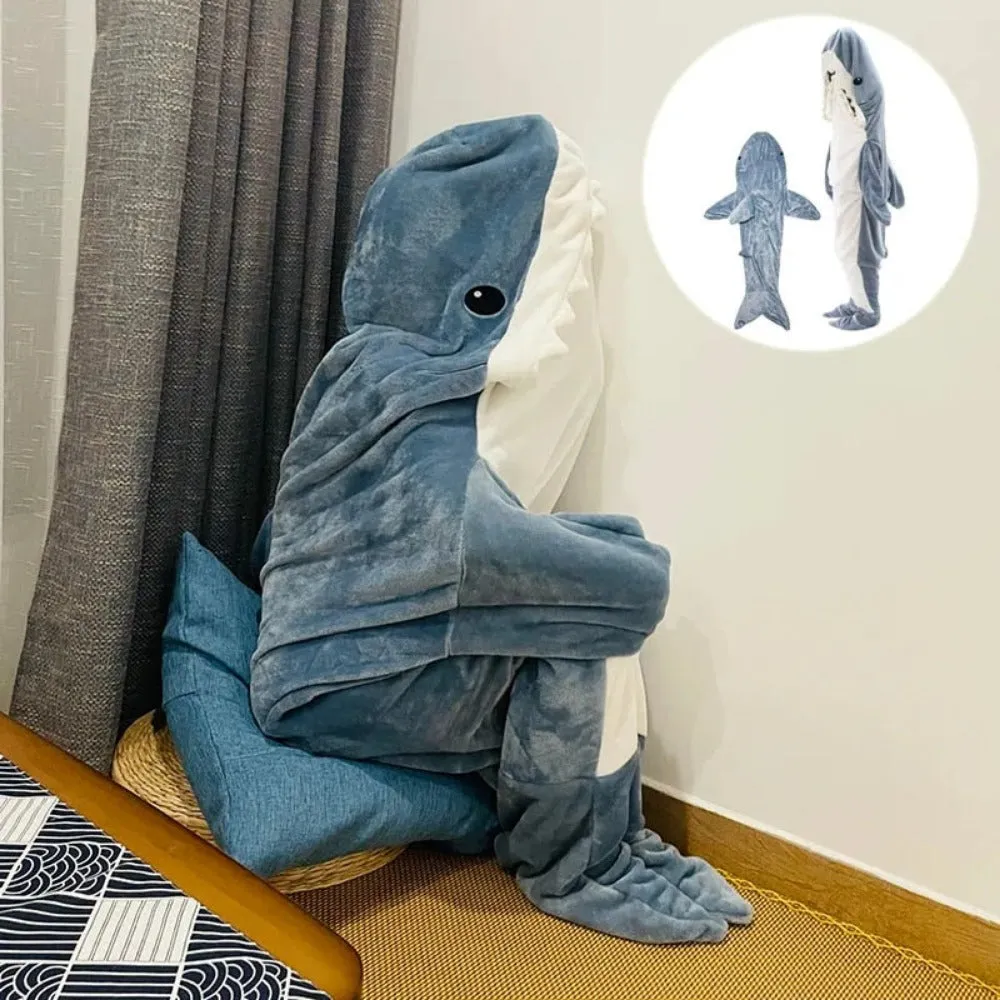 Shark Fleece Hooded Blanket (Size M-2XL)