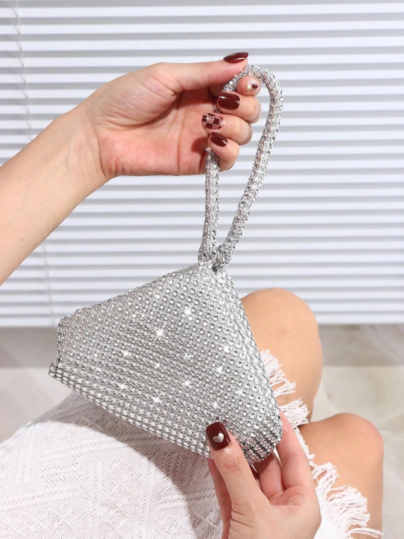 SHEIN Glamorous Glitter Bling, Sequin, Luxury, Shiny Women's Mini Sparkling Rhinestone Clutch Bag