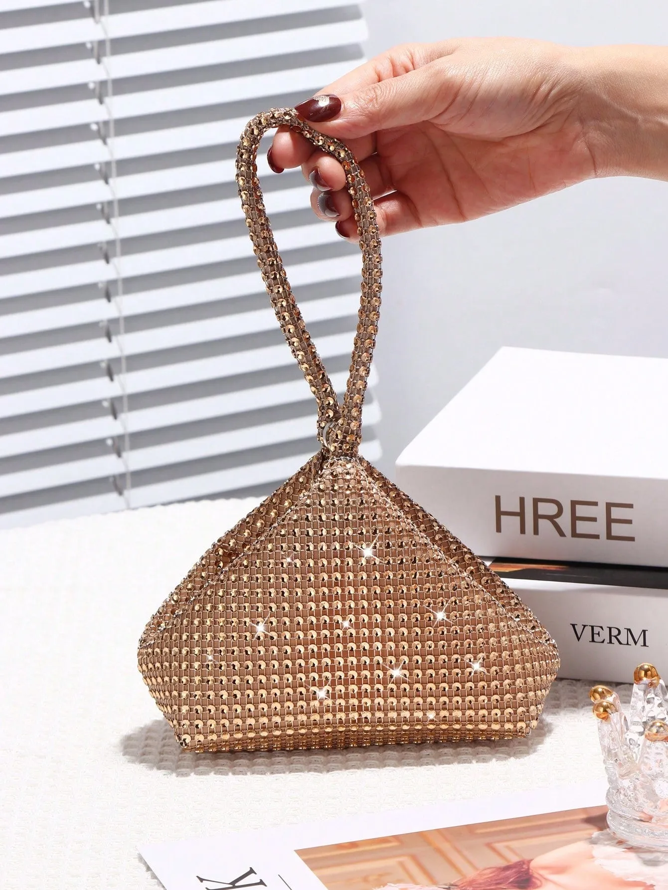 SHEIN Women's Mini Diamond Sparkling Clutch Bag, Perfect For Wedding, Party, Dance, Birthday, Gift, Makeup Bag