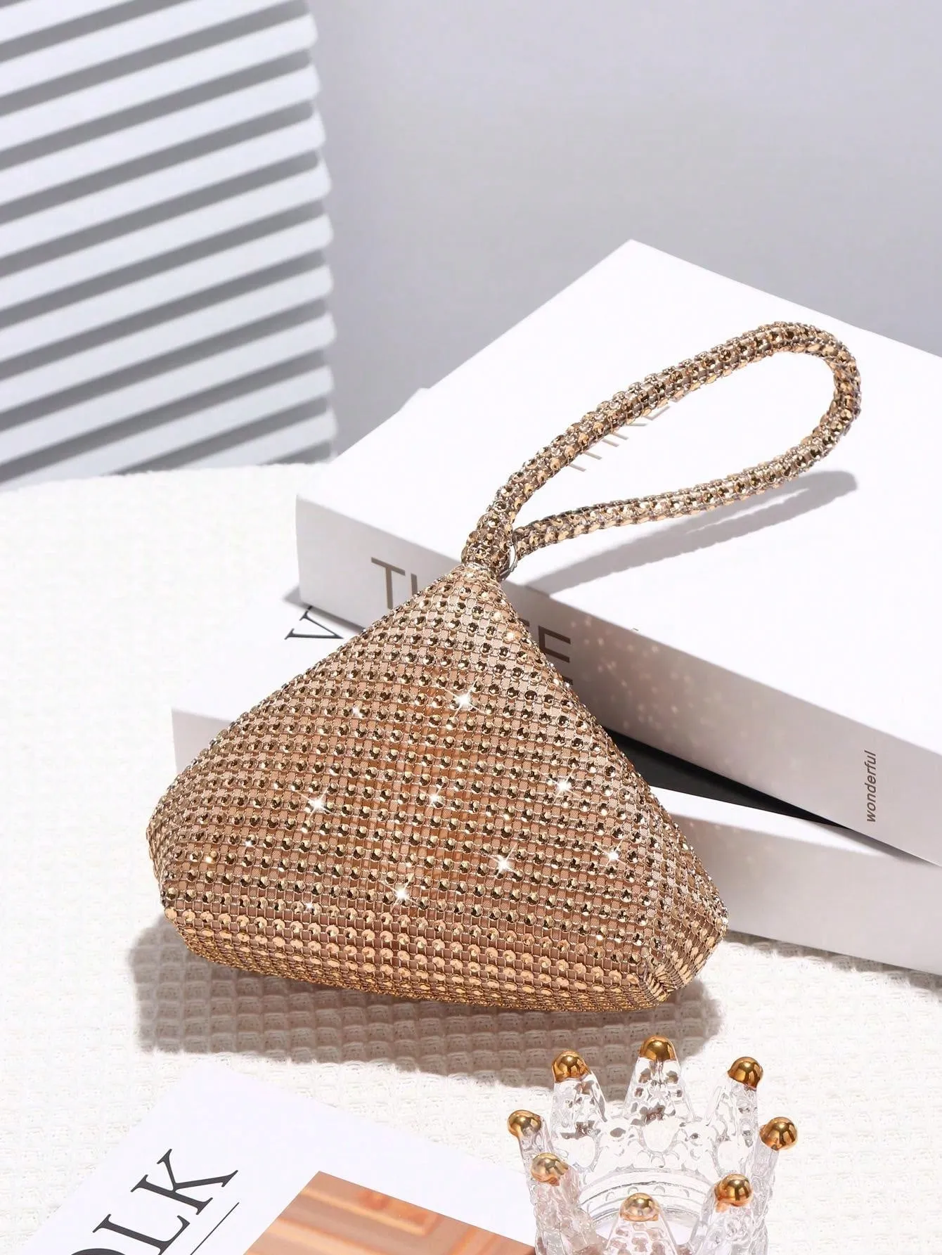 SHEIN Women's Mini Diamond Sparkling Clutch Bag, Perfect For Wedding, Party, Dance, Birthday, Gift, Makeup Bag