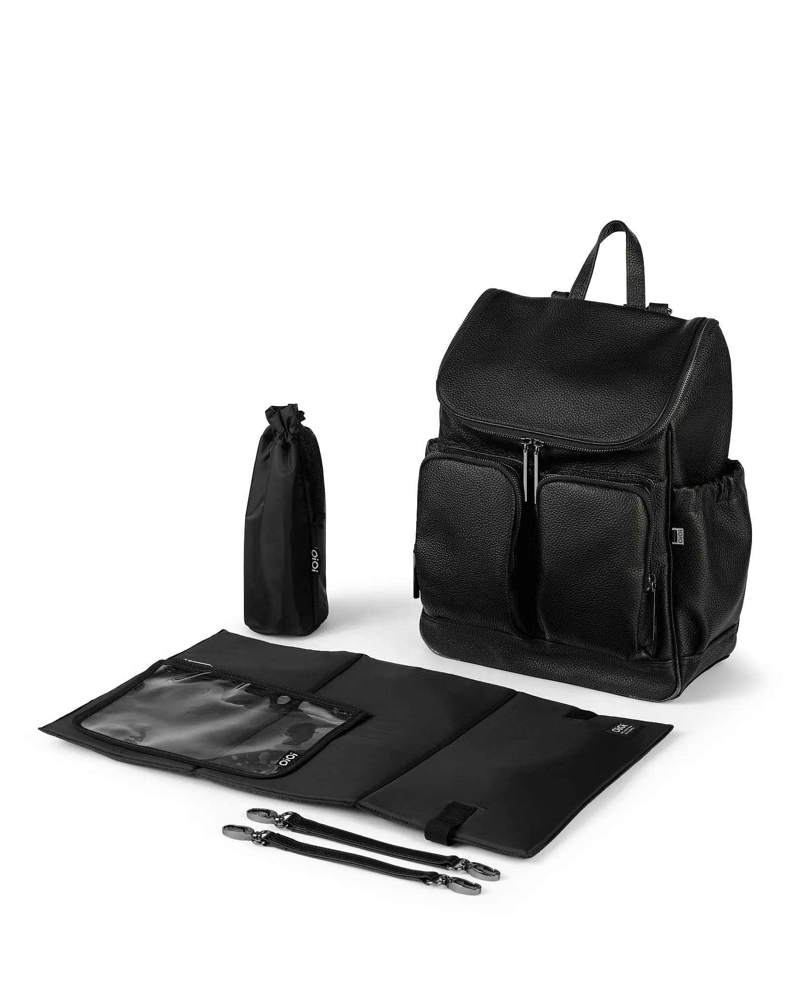 Signature Nappy Backpack - Jet Black Genuine Leather