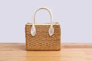 Sil Thin Chao Pha Ya - Natural straw wicker handbag (white)