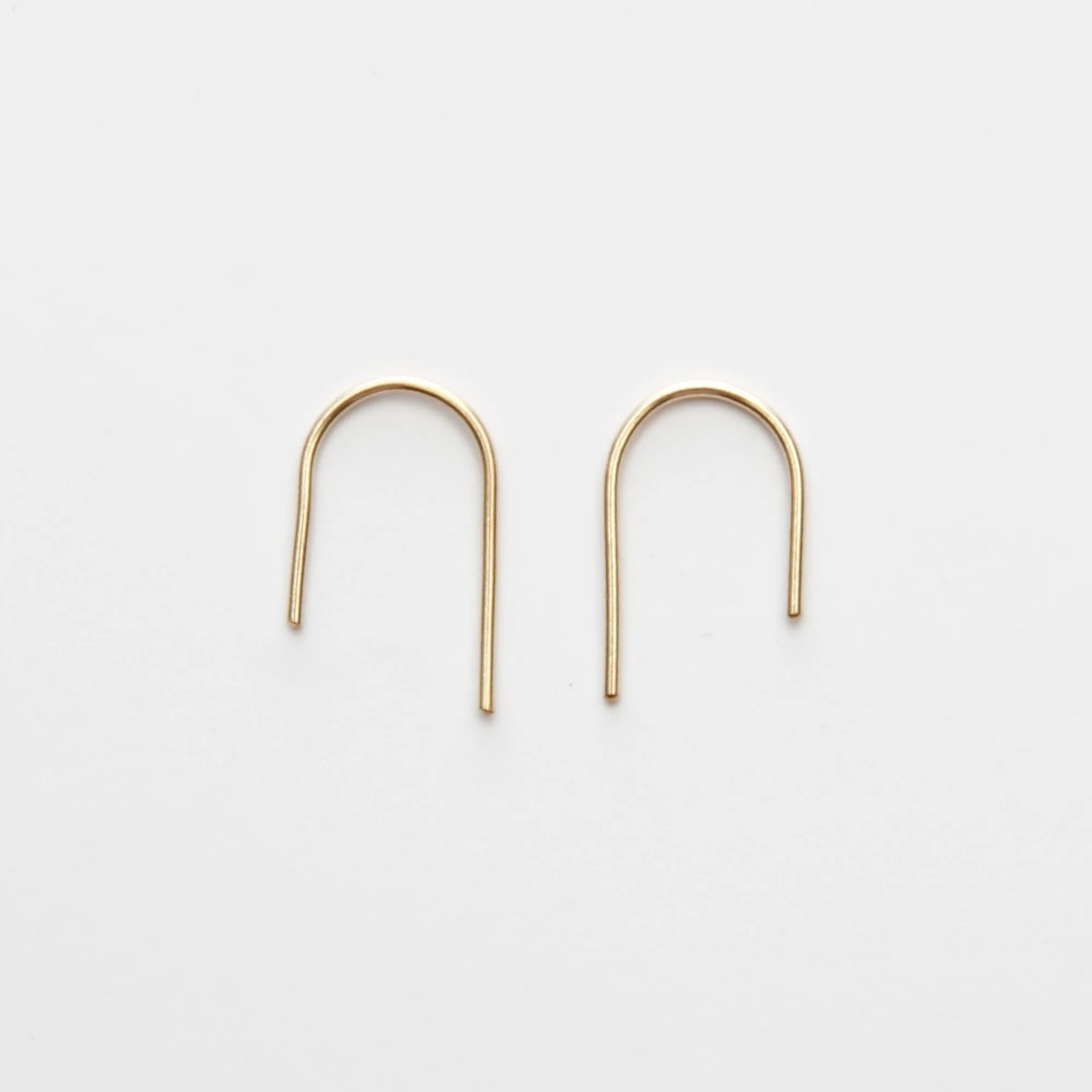 Small Arc Earrings - Asymmetrical U Arch Threader Minimalist Everyday Earrings - CG435E. Starts at