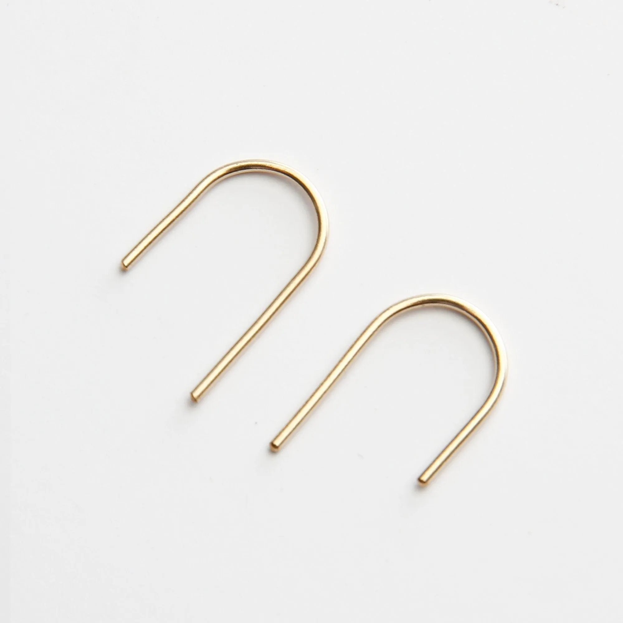 Small Arc Earrings - Asymmetrical U Arch Threader Minimalist Everyday Earrings - CG435E. Starts at