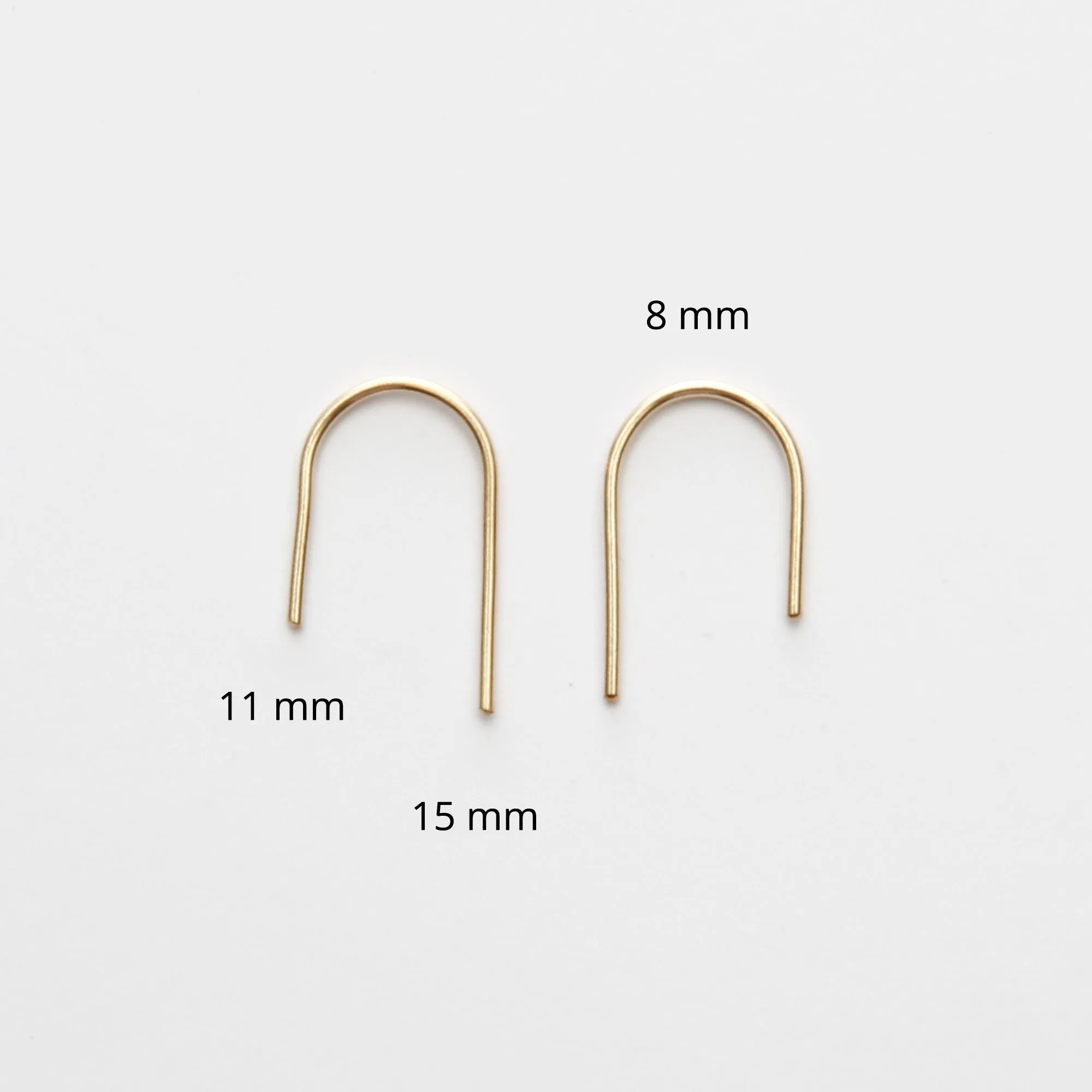 Small Arc Earrings - Asymmetrical U Arch Threader Minimalist Everyday Earrings - CG435E. Starts at