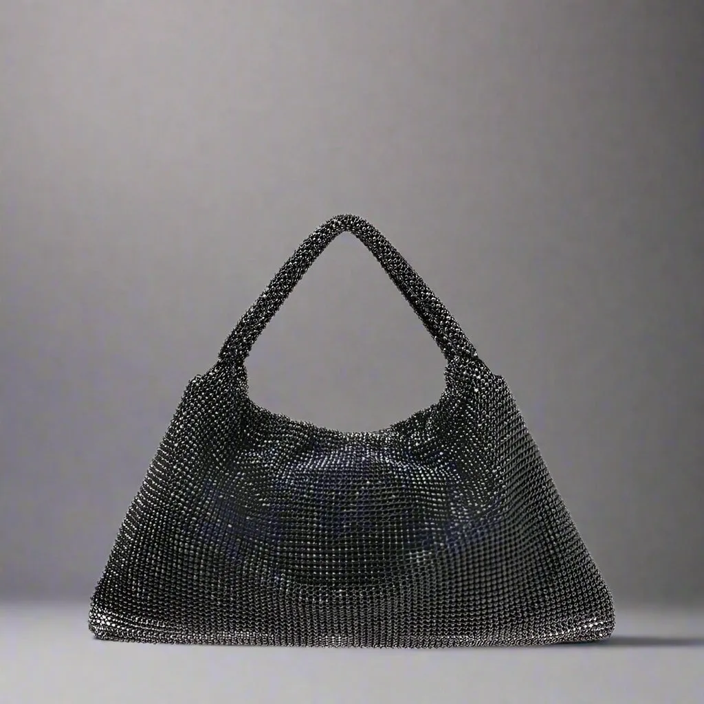 SONDRA ROBERTS - Rhinestone Shoulder Bag - Hematite