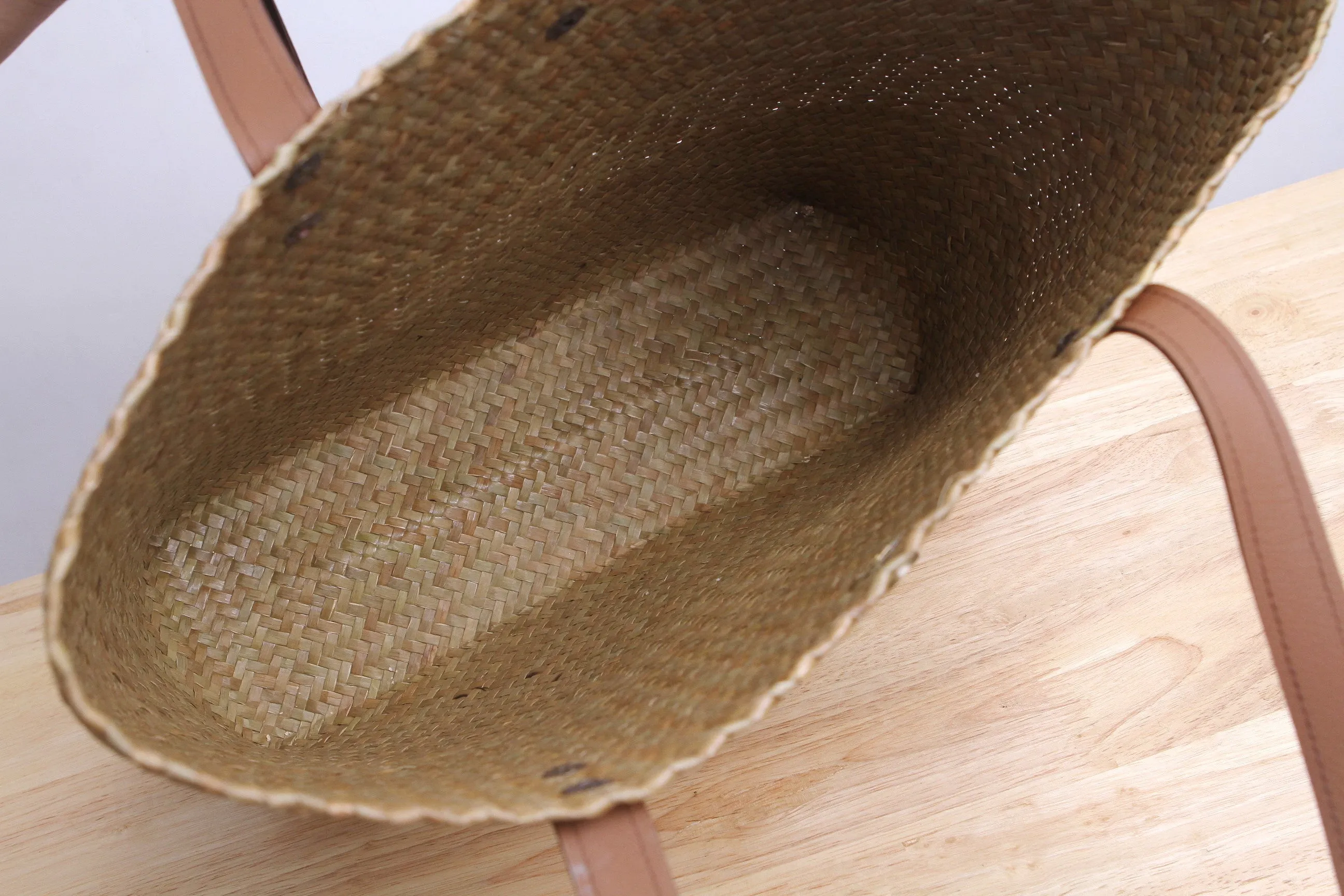 Tall Square Wicker Tote bag (Natural)