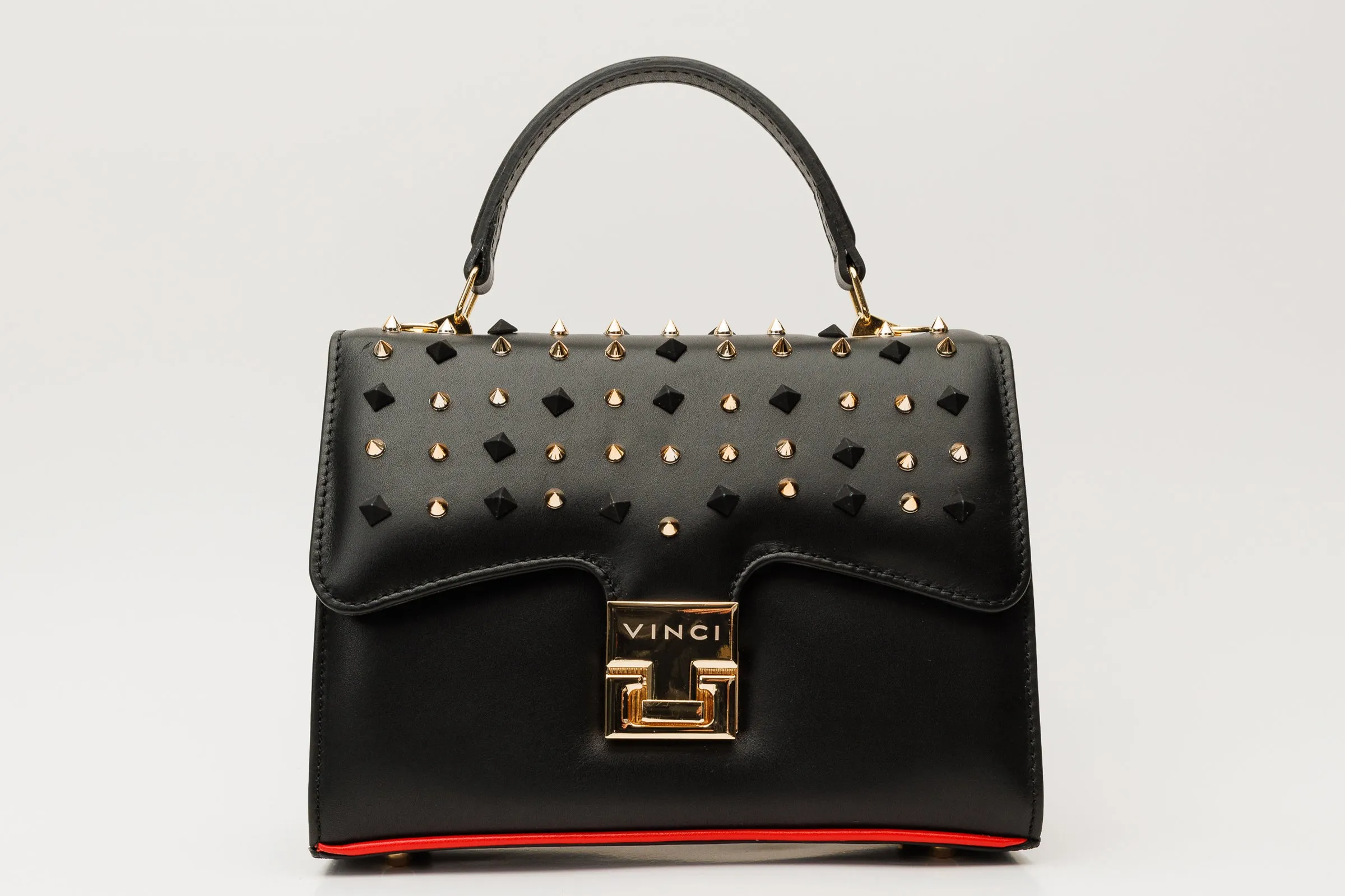 The Infanta Black Spike Leather Handbag