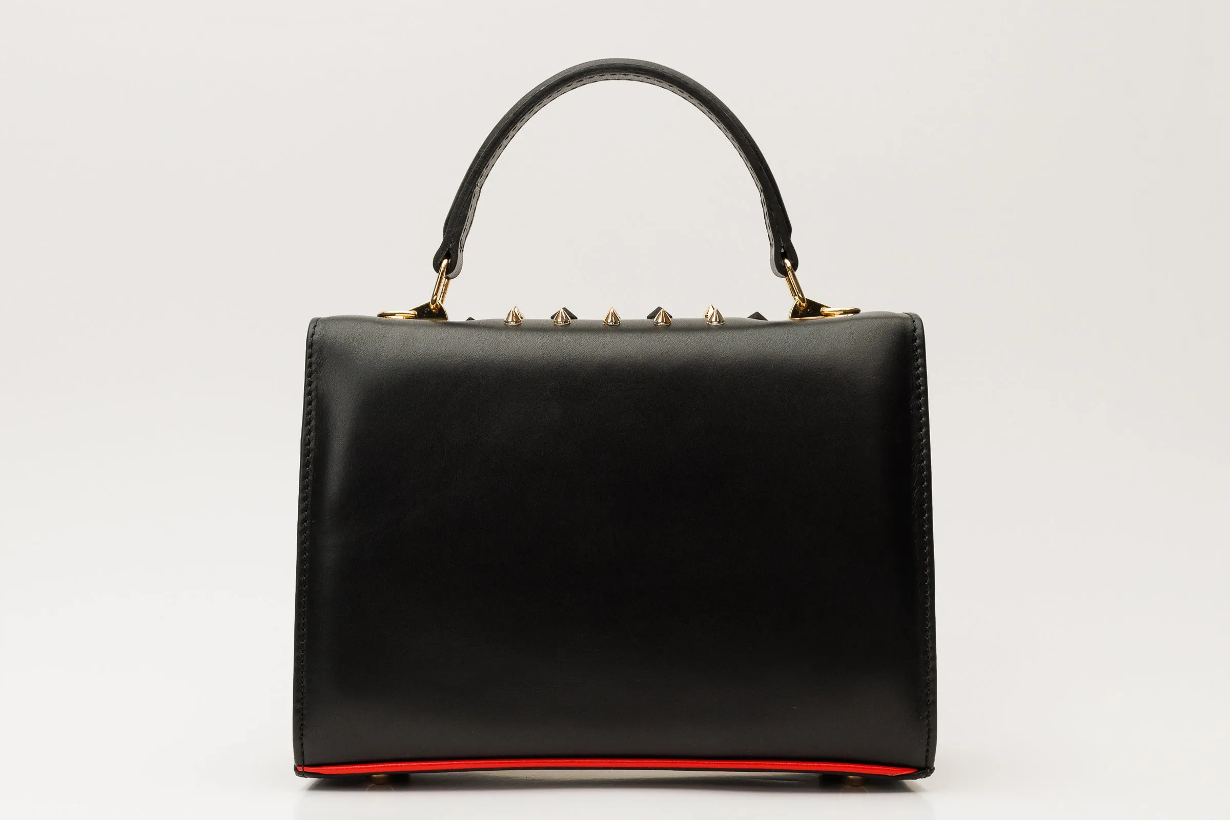 The Infanta Black Spike Leather Handbag