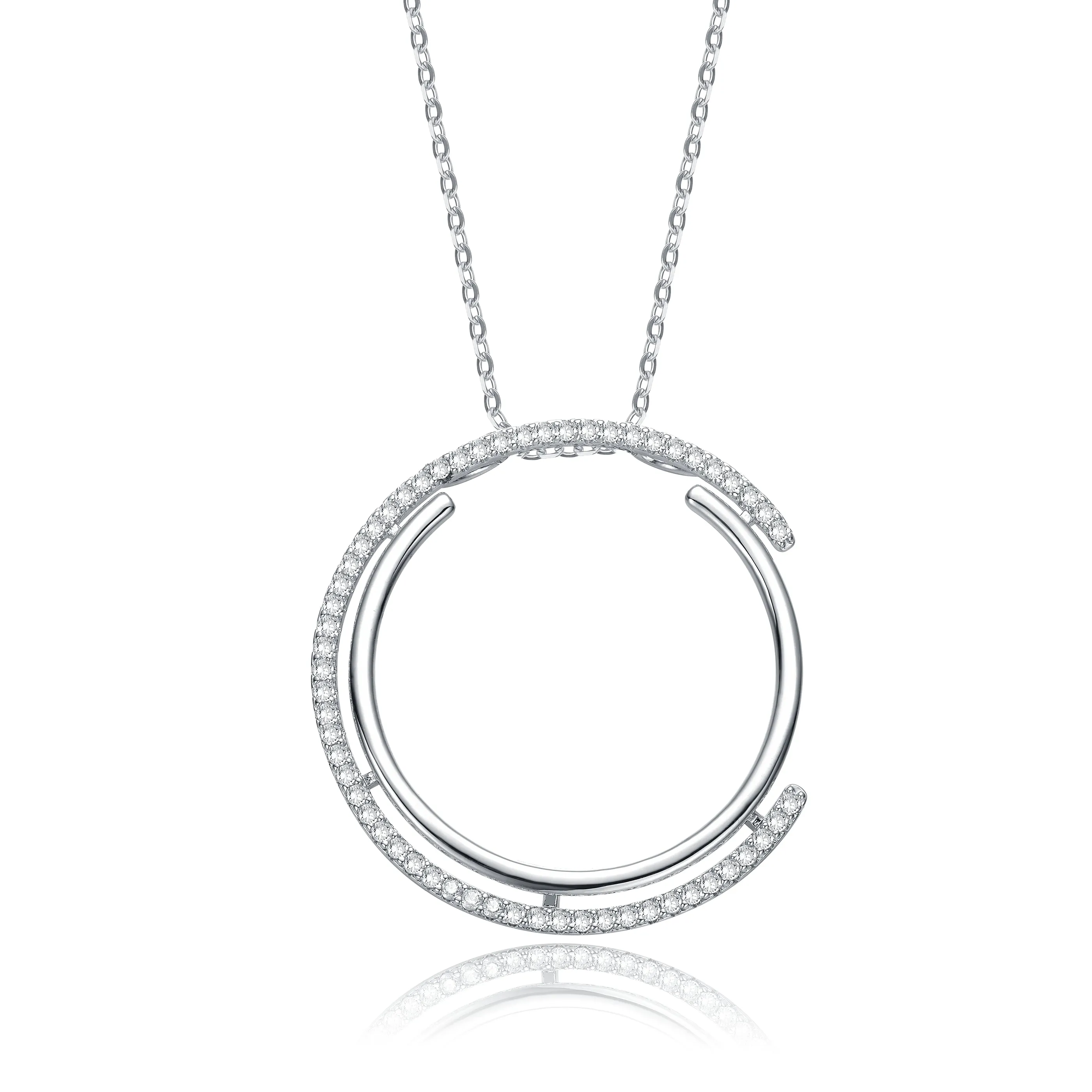 Triomphe Circle CZ Pendant Necklace