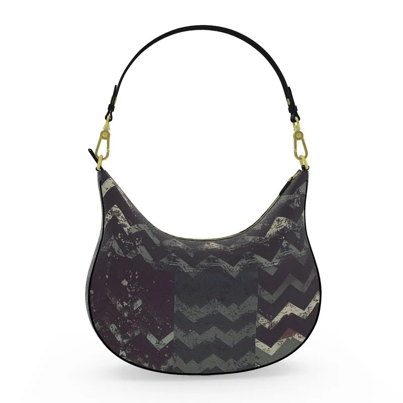 Vampire Art Dark Grunge Patchwork Curve Hobo Bag - Dark Herringbone