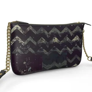 Vampire Art Grunge Patchwork Pochette Double Zip Bag