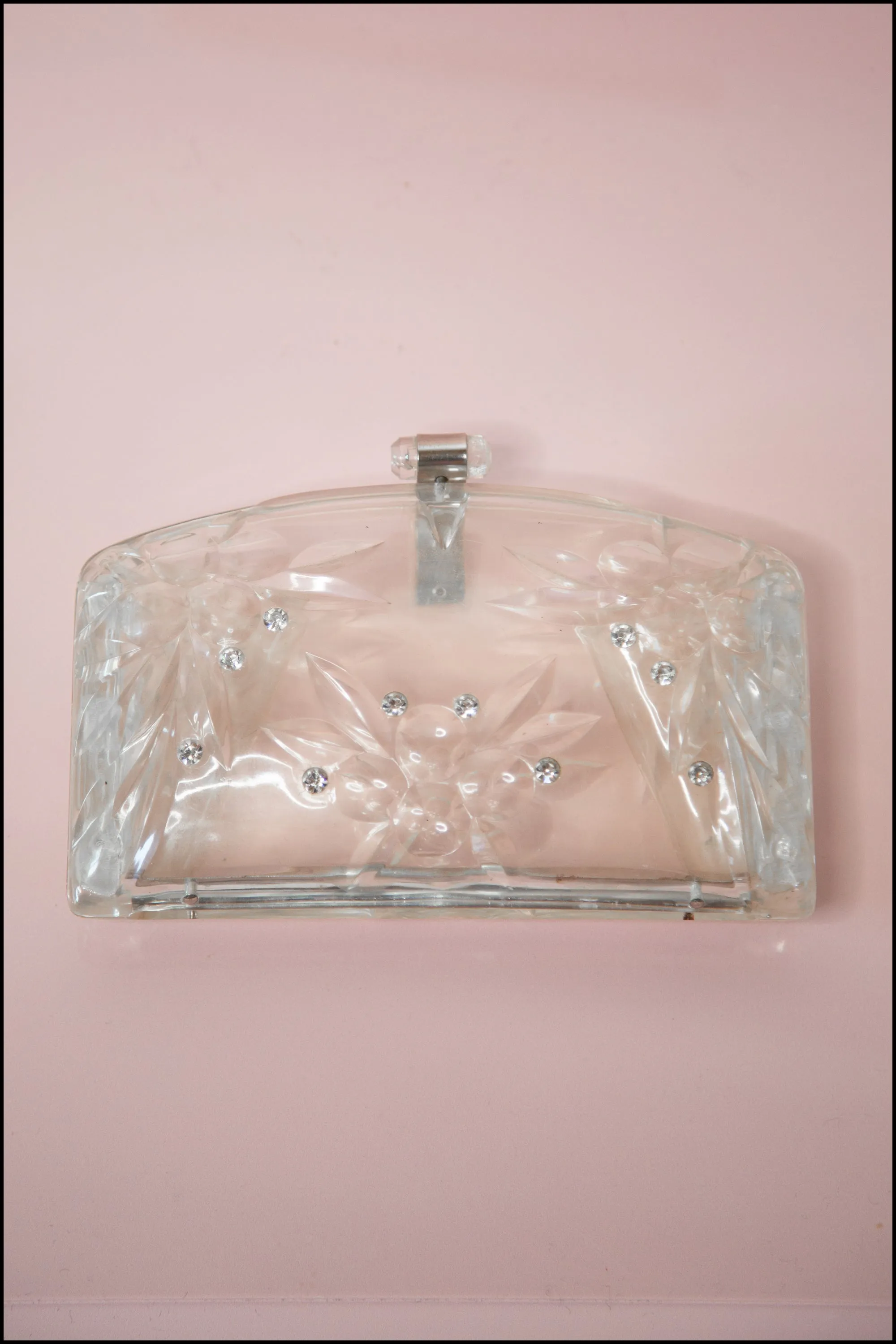 Vintage 1950s Carved Lucite Clutch Bag