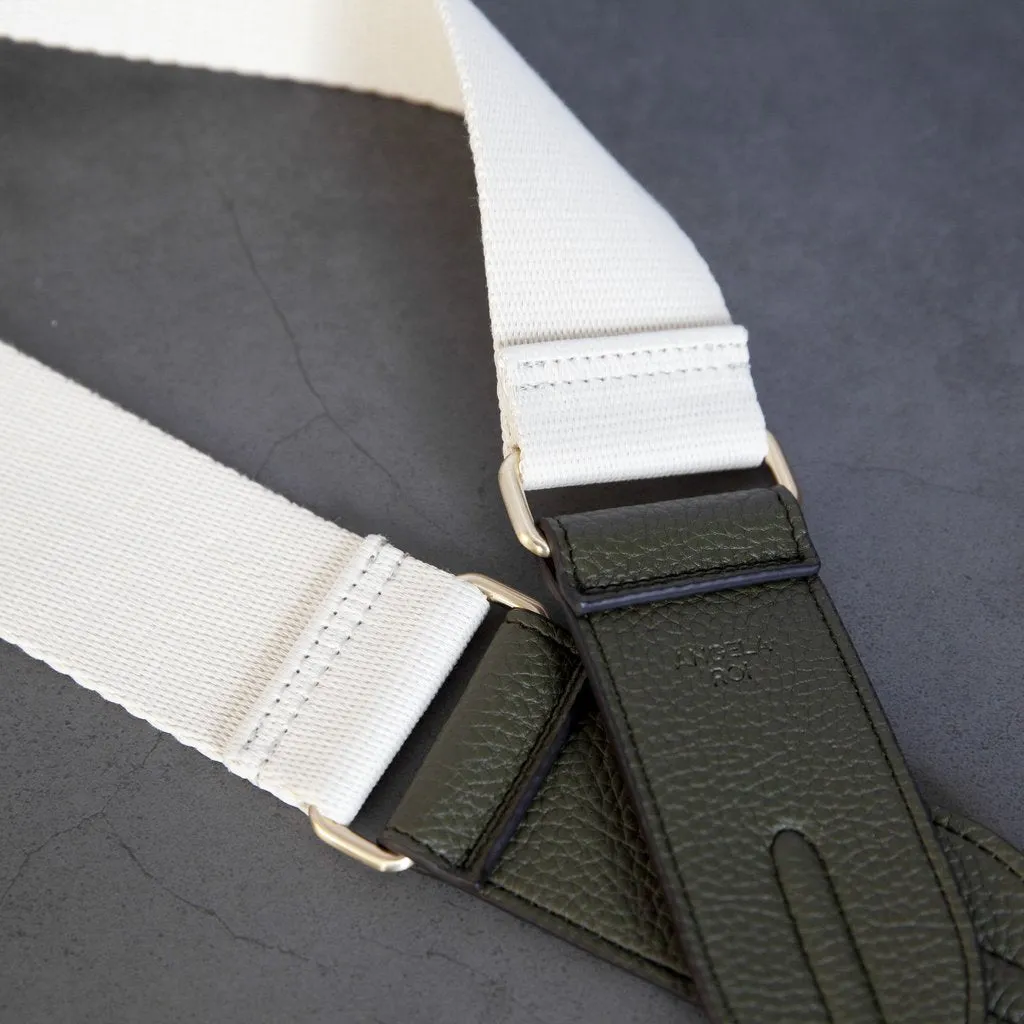 Webbing Bag Strap in Ivory/Deep Olive