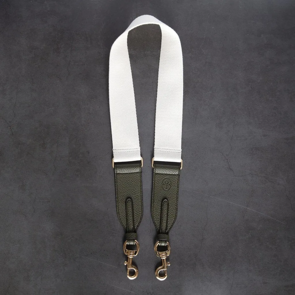 Webbing Bag Strap in Ivory/Deep Olive