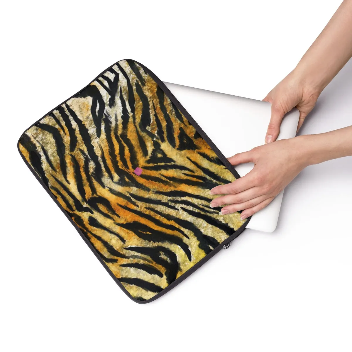 Wild Big Cat Tiger Stripe Animal Print 12",13",14" Laptop Sleeve Cover - Made in the USA