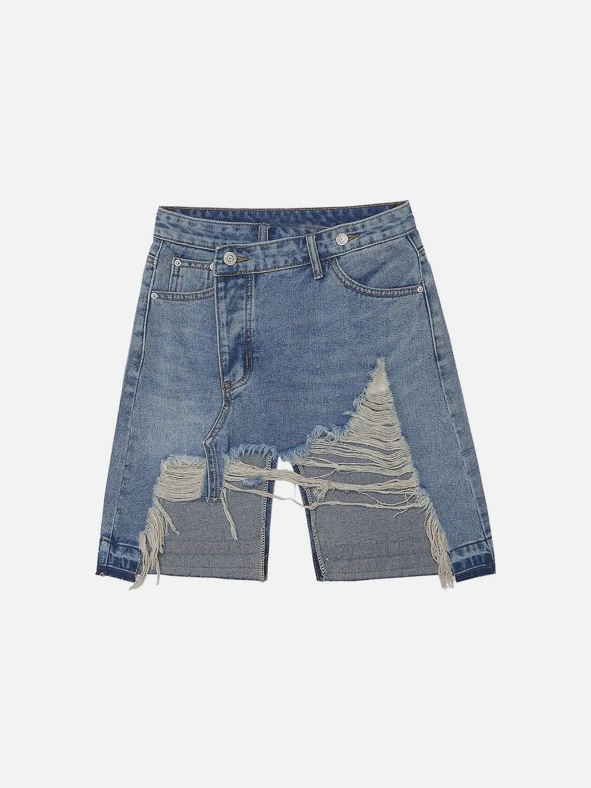 WLS Hole Distressed Slim Fit Denim Shorts