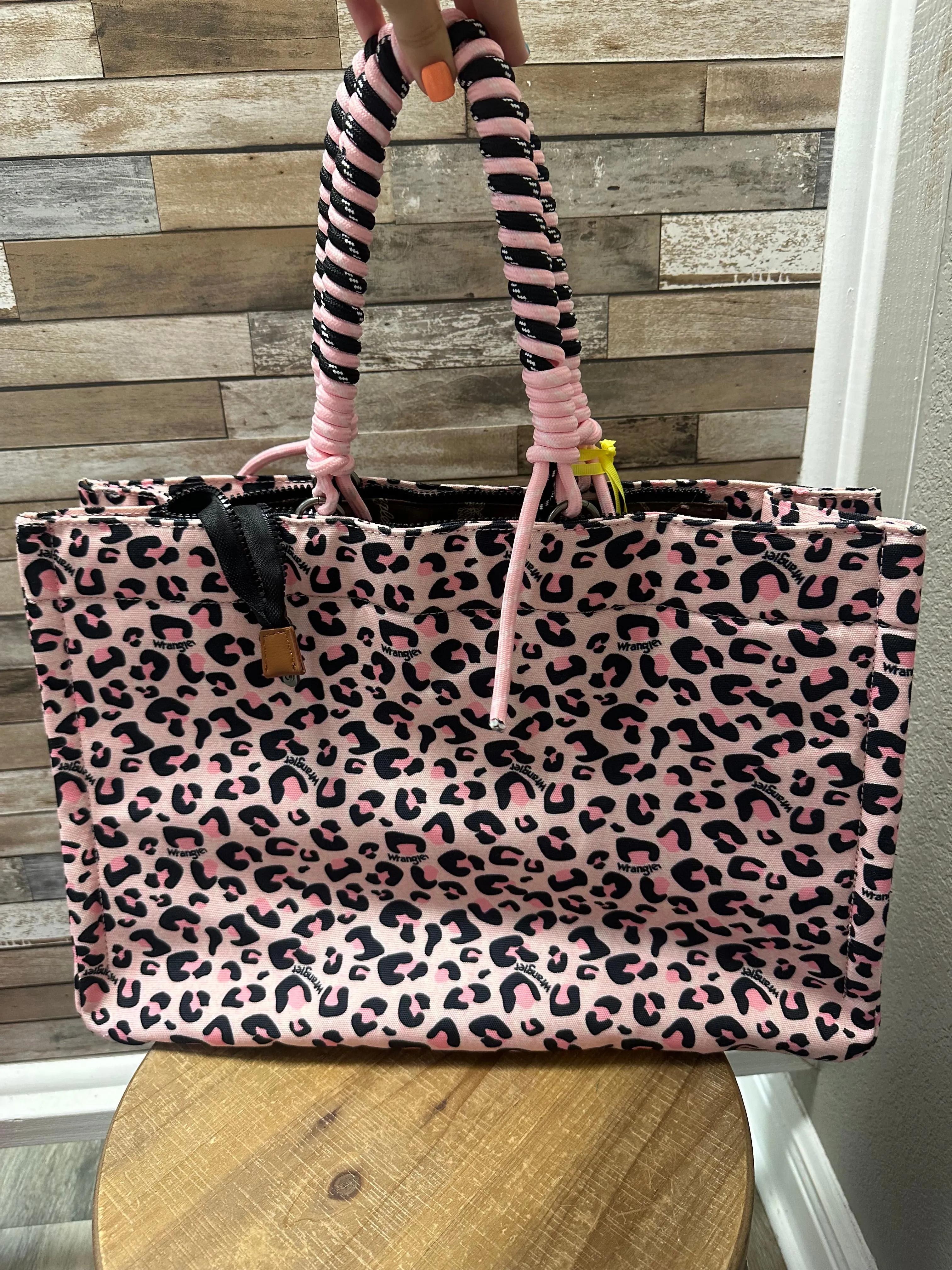 Wrangler Pink Leopard Print Tote Bag