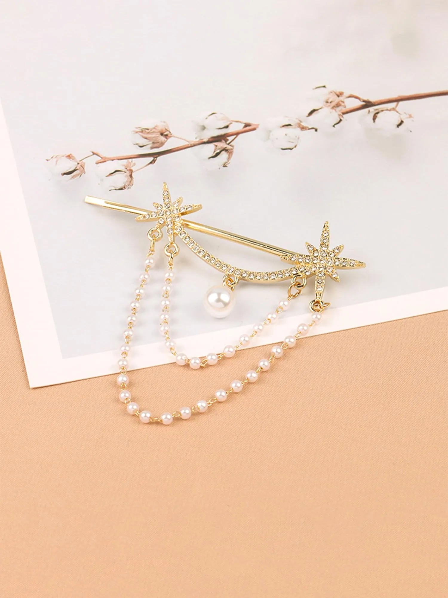 Yellow Chimes Hair Clips for Women Girls Hair Accessories for Women Pearl Hair Clip Crystal Hair Pin for Women Golden Silver Hair Pins for Women and Girls Gift For Women & Girls (Pearl Hair Pin)